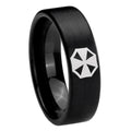 8mm Resident Evil Pipe Cut Brush Black Tungsten Mens Ring