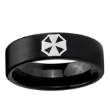 6, 8mm Resident Evil Pipe Cut Brush Black Tungsten Carbide Mens Ring