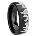 Chicago City Brushed Black Pipe Cut Tungsten Ring For Him
