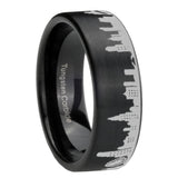 8mm Chicago City Brushed Black Pipe Cut Tungsten Ring For Him