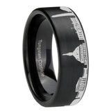 8mm DC Washington City Brushed Black Pipe Cut Tungsten Ring For Him