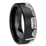 8mm DC Washington City Brushed Black Pipe Cut Tungsten Ring For Him