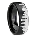 NY New York City Brushed Black Pipe Cut Tungsten Ring For Him