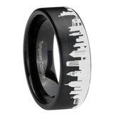 8mm NY New York City Brushed Black Pipe Cut Tungsten Ring For Him