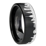 8mm NY New York City Brushed Black Pipe Cut Tungsten Ring For Him