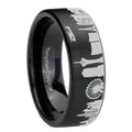 LA Las Vegas City Brushed Black Pipe Cut Tungsten Ring For Him