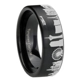 8mm LA Las Vegas City Brushed Black Pipe Cut Tungsten Ring For Him