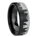 France Paris City Brushed Black Pipe Cut Tungsten Ring For Him