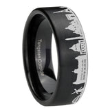 8mm France Paris City Brushed Black Pipe Cut Tungsten Ring For Him