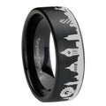 UK London City Brushed Black Pipe Cut Tungsten Ring For Him