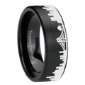 CA San Francisco City Black Pipe Cut Tungsten Ring For Him