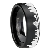 8mm CA San Francisco City Brushed Black Pipe Cut Tungsten Ring For Him