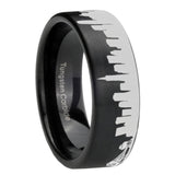 8mm CA San Francisco City Brushed Black Pipe Cut Tungsten Ring For Him