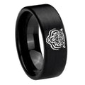 8mm Lion Pipe Cut Brush Black Tungsten Wedding Bands Ring