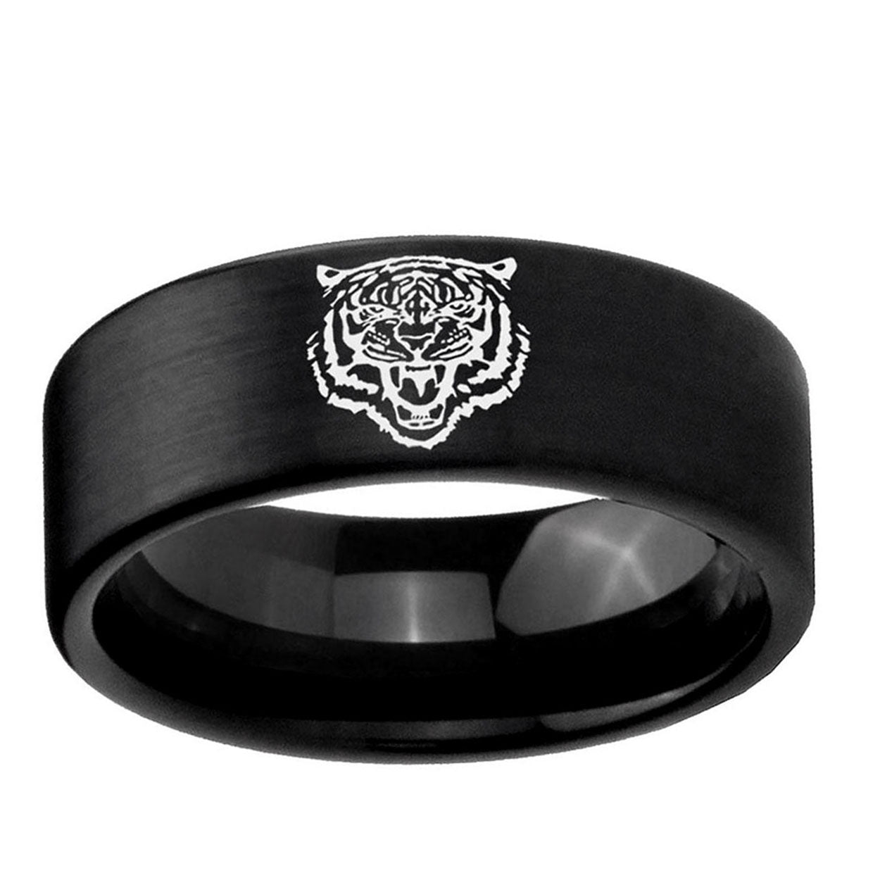 6mm Lion Pipe Cut Brush Black Tungsten Wedding Bands Ring
