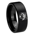 8mm Wolf Pipe Cut Brush Black Tungsten Wedding Bands Ring
