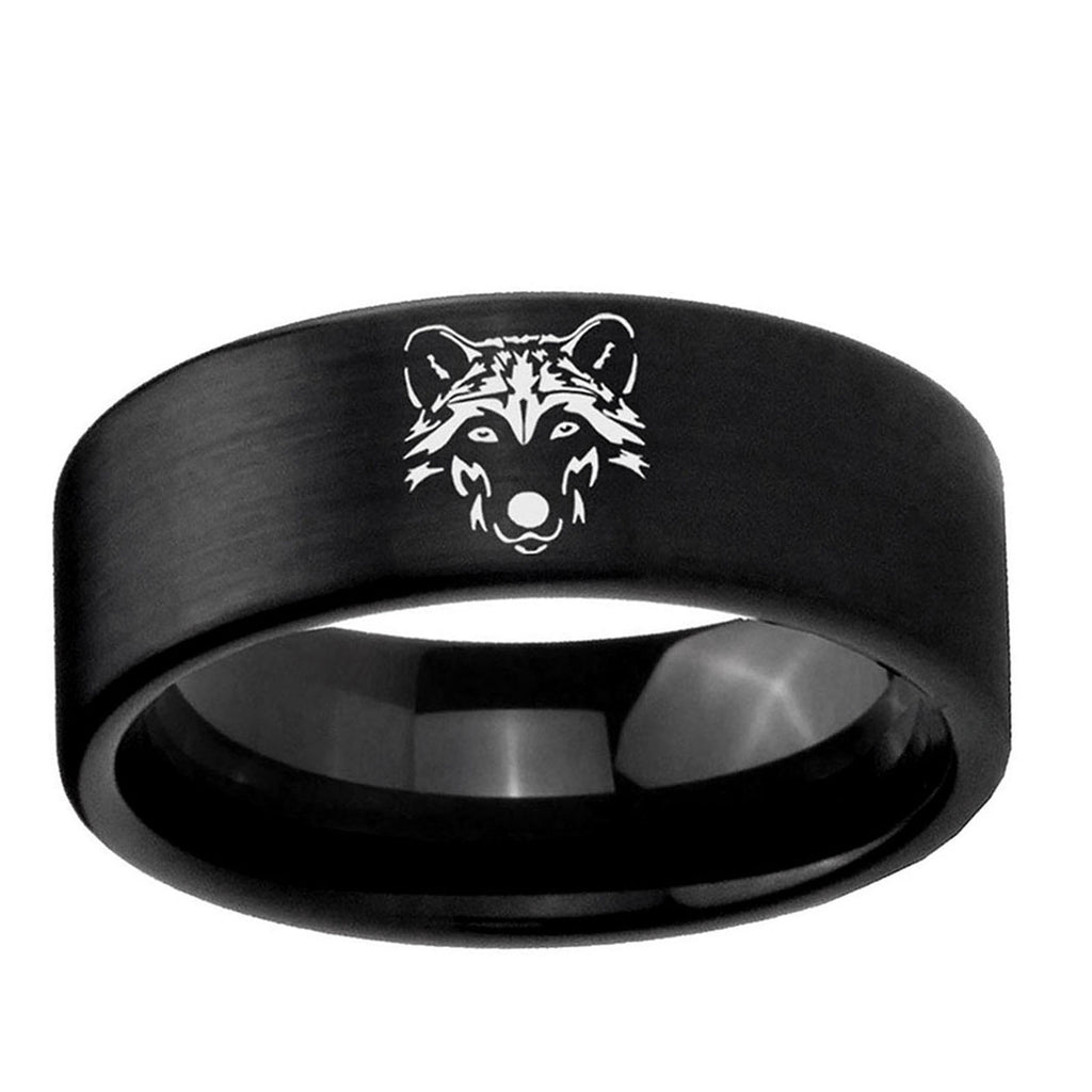6mm Wolf Pipe Cut Brush Black Tungsten Wedding Bands Ring