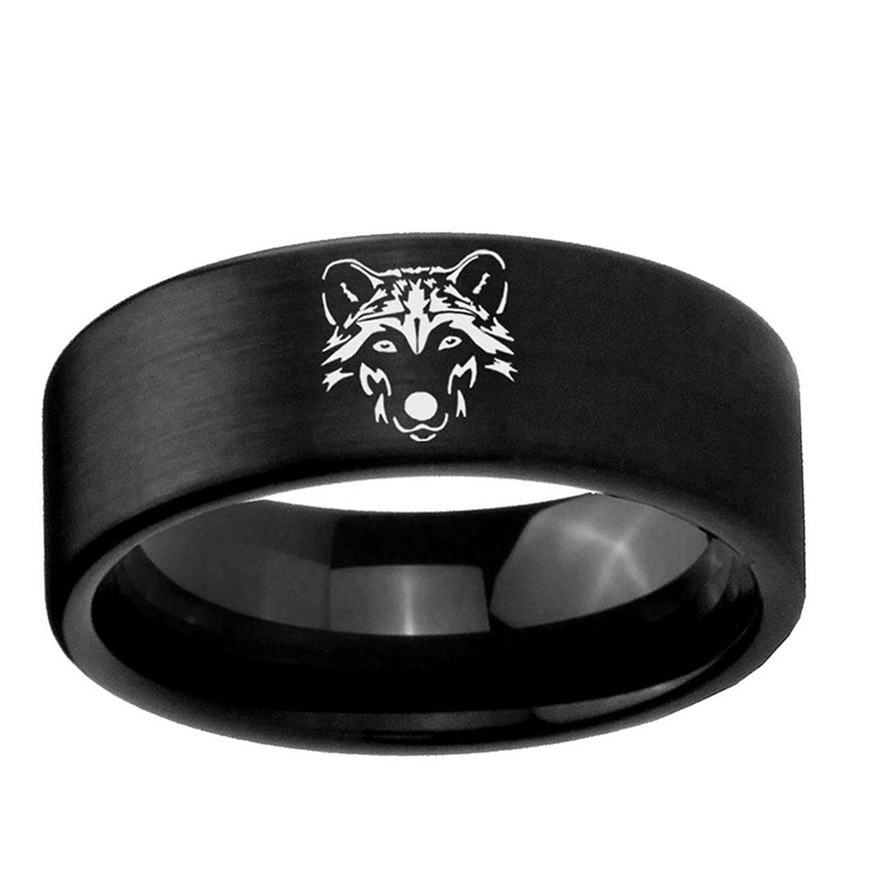 6mm Wolf Pipe Cut Brush Black Tungsten Wedding Bands Ring