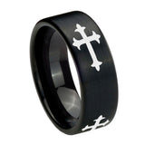 8mm-Christian-Cross-Religious-Pipe-Cut-Brush-Black-Tungsten-Carbide-Custom-Ring-for-Men
