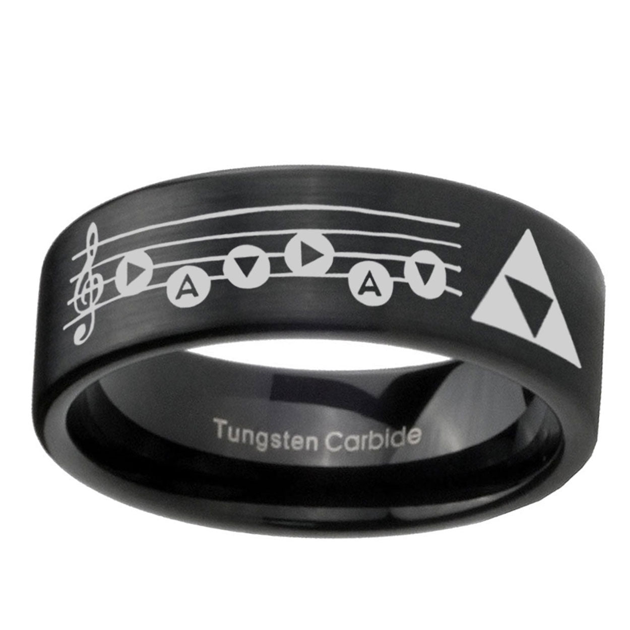 6mm Ocarina Songs Zelda Pipe Cut Black Ring Bands For Him