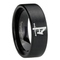 8mm Lineman Symbol Pipe Cut Black Ring Bands For Him