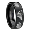 8mm Zelda Majora's Mask Pipe Cut Black Ring Bands For Him