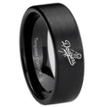8mm LA Dogers MLB Baseball Pipe Cut Brush Black Tungsten Ring