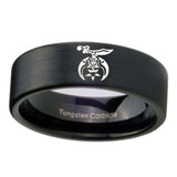 8mm-Masonic-Shriners-Pipe-Cut-Brush-Black-Tungsten-Carbide-Mens-Bands-Ring