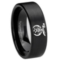 8mm Masonic Shriners Pipe Cut Brush Black Tungsten Band