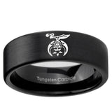 6, 8mm Masonic Shriners Pipe Cut Brush Black Tungsten Carbide Mens Bands Ring