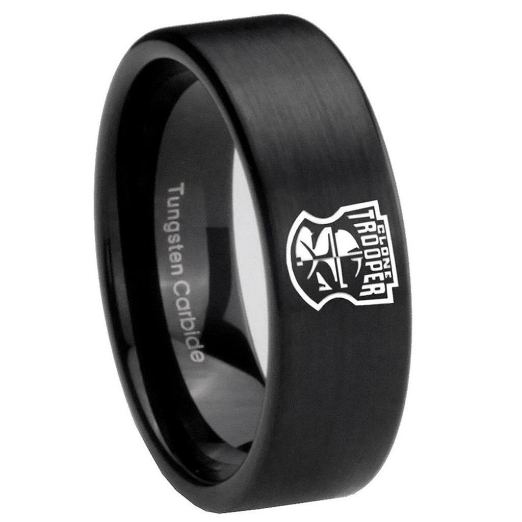 8mm Clone Trooper Pipe Cut Brush Black Tungsten Ring