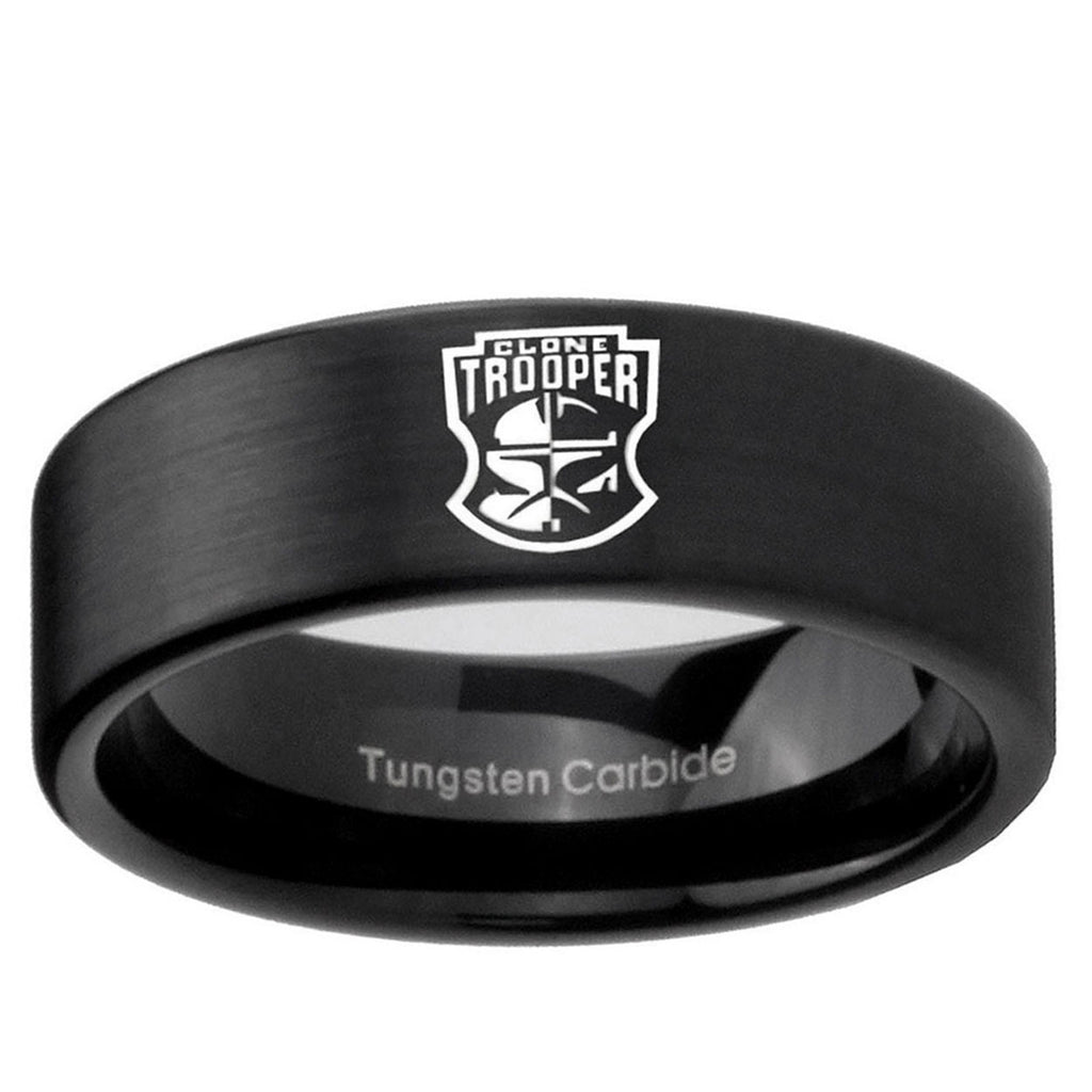 6mm Clone Trooper Pipe Cut Brush Black Tungsten Ring