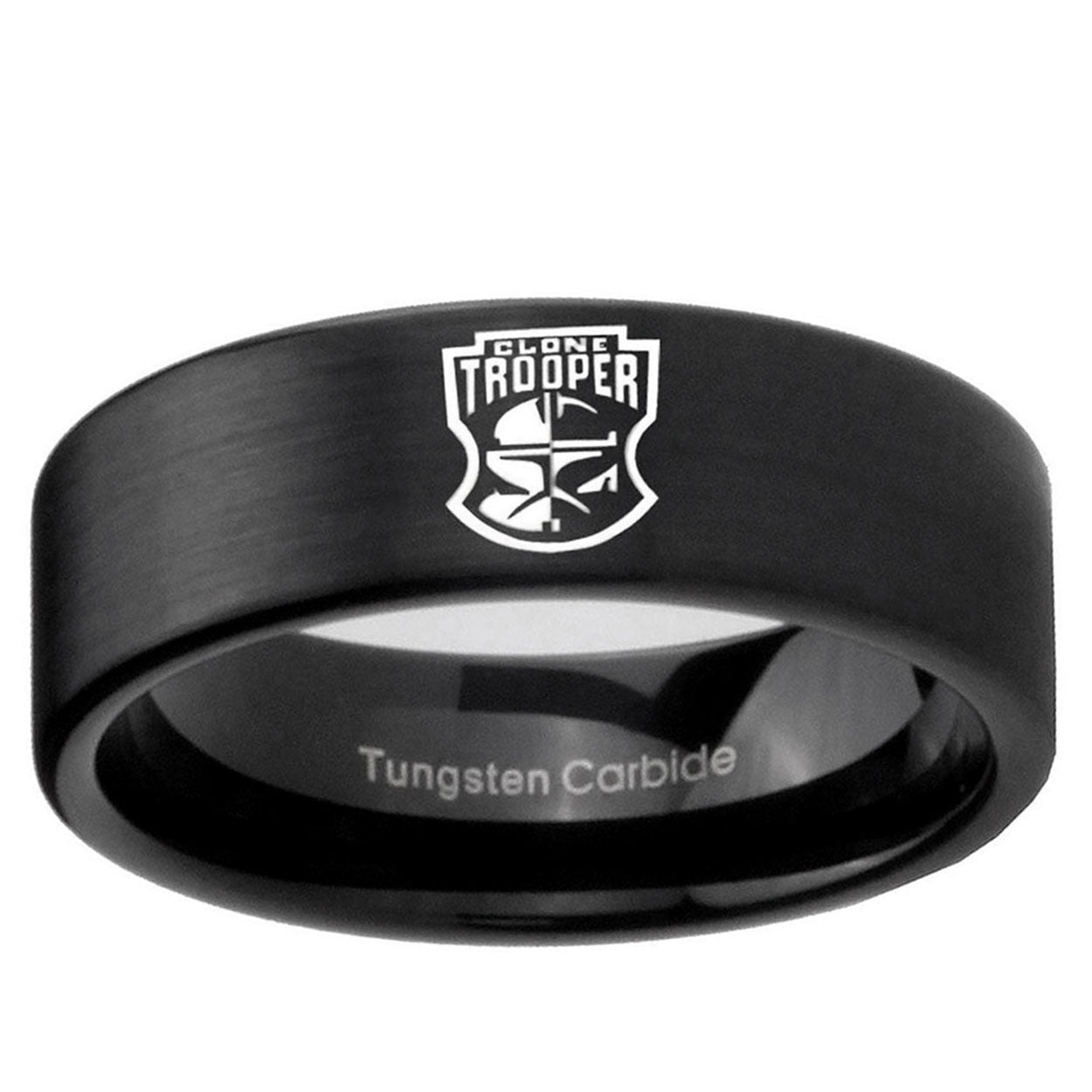 6mm Clone Trooper Pipe Cut Brush Black Tungsten Ring