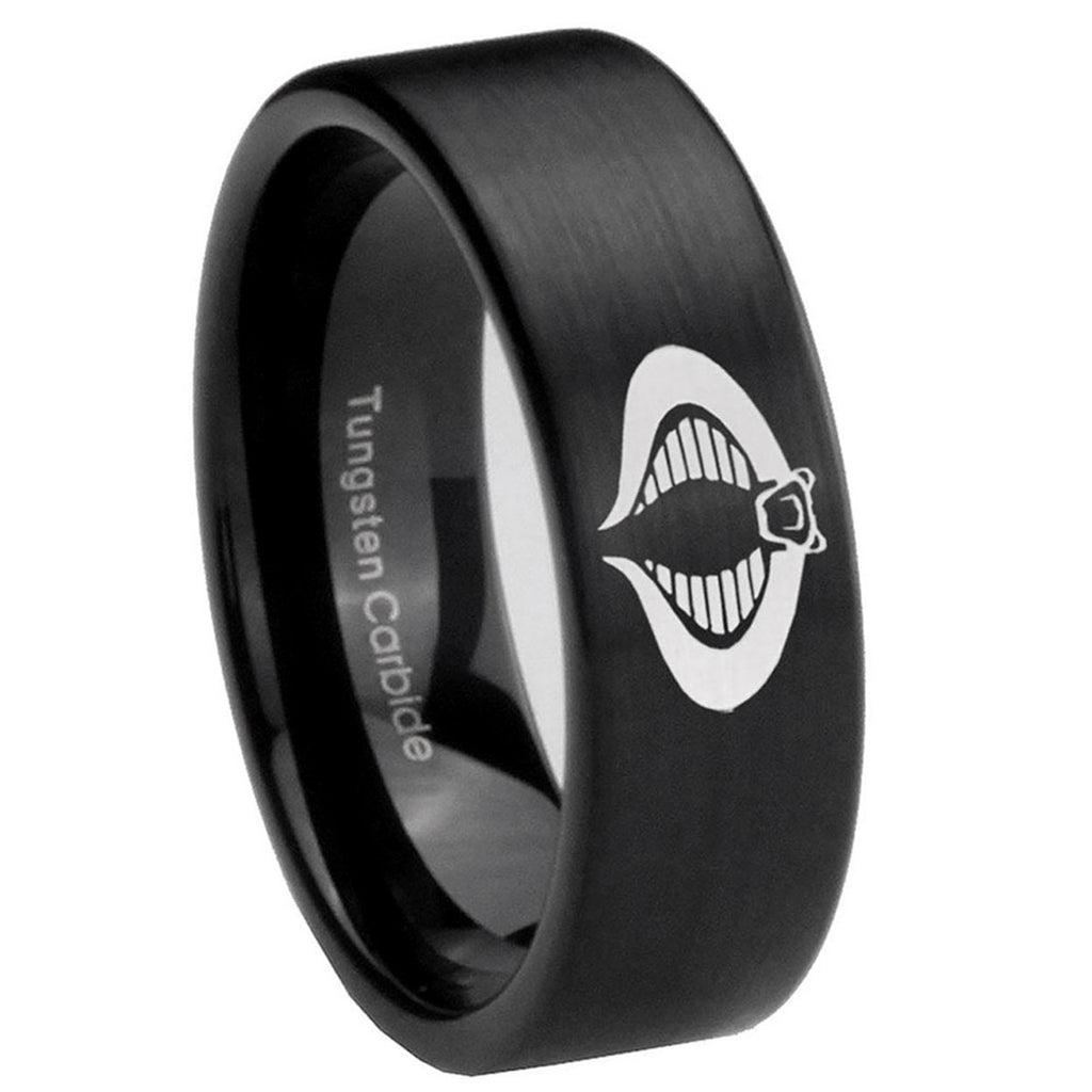 8mm Cobra Pipe Cut Brush Black Tungsten Men's Promise Ring