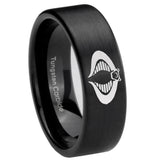 8mm Cobra Pipe Cut Brush Black Tungsten Carbide Men's Promise Rings