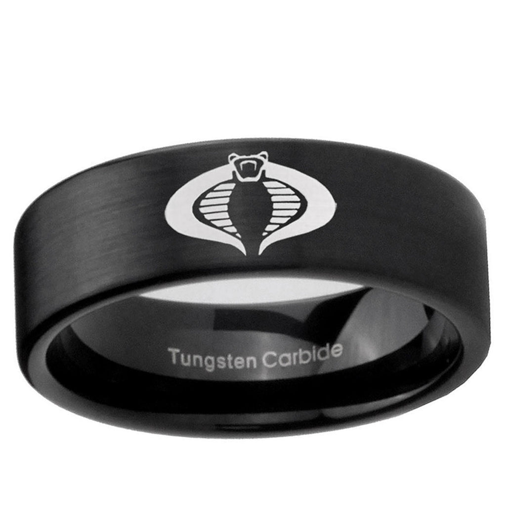 6mm Cobra Pipe Cut Brush Black Tungsten Men's Promise Ring