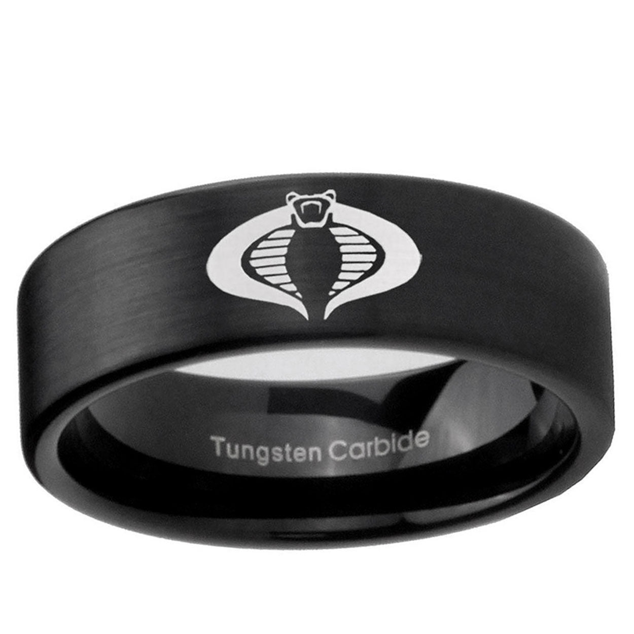 6mm Cobra Pipe Cut Brush Black Tungsten Men's Promise Ring