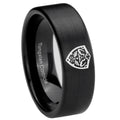 8mm Zelda Hylian Shield Pipe Cut Brush Black Tungsten Ring
