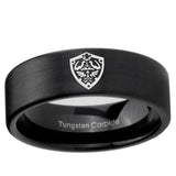 6, 8mm Zelda Hylian Shield Pipe Cut Brush Black Tungsten Ring
