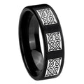 8mm Multiple Celtic Pipe Cut Brush Black Tungsten Men Bands