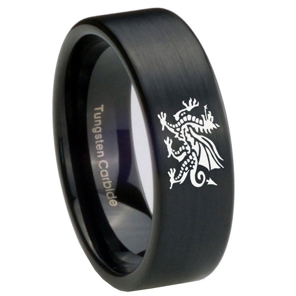 8mm-Dragon-Pipe-Cut-Brush-Black-Tungsten-Carbide-Mens-Wedding-Ring