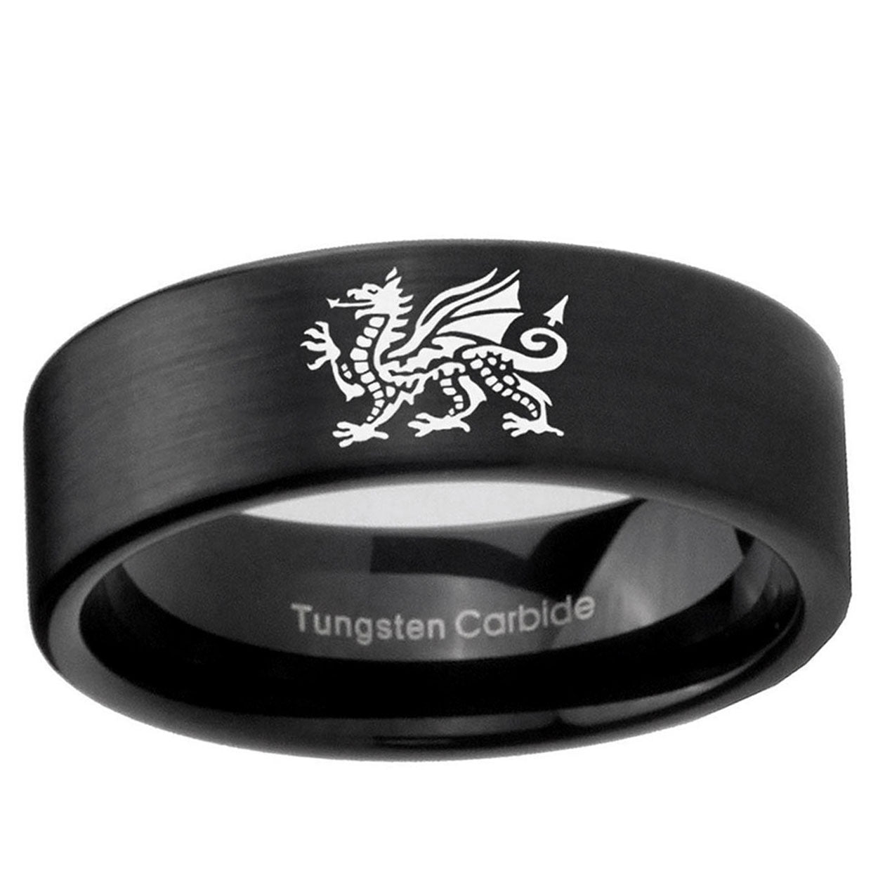 6mm Dragon Pipe Cut Brush Black Tungsten Mens Wedding Ring
