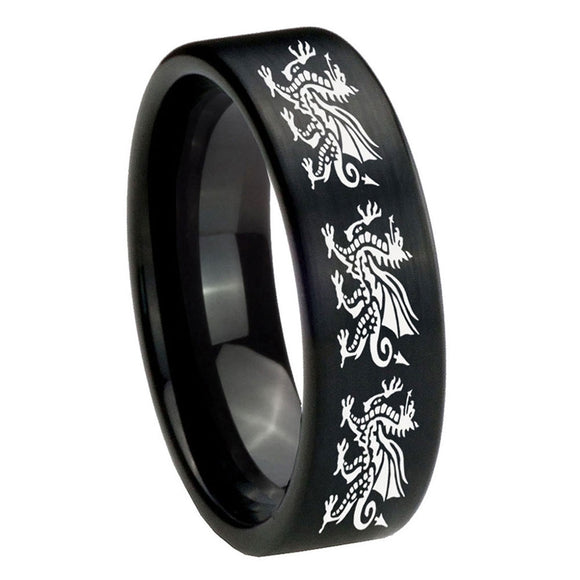 8mm-Multiple-Dragon-Pipe-Cut-Brush-Black-Tungsten-Carbide-Mens-Ring-Personalized