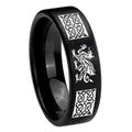 8mm Multiple Dragon Celtic Pipe Cut Brush Black Tungsten Band
