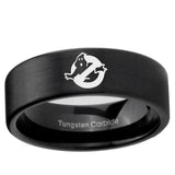 6, 8mm Ghostbusters Pipe Cut Brush Black Tungsten Ring