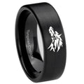 8mm Wolf Pipe Cut Brush Black Tungsten Personalized Ring