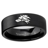 6, 8mm Wolf Pipe Cut Brush Black Tungsten Ring