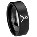 8mm Stargate Pipe Cut Brush Black Tungsten Promise Ring