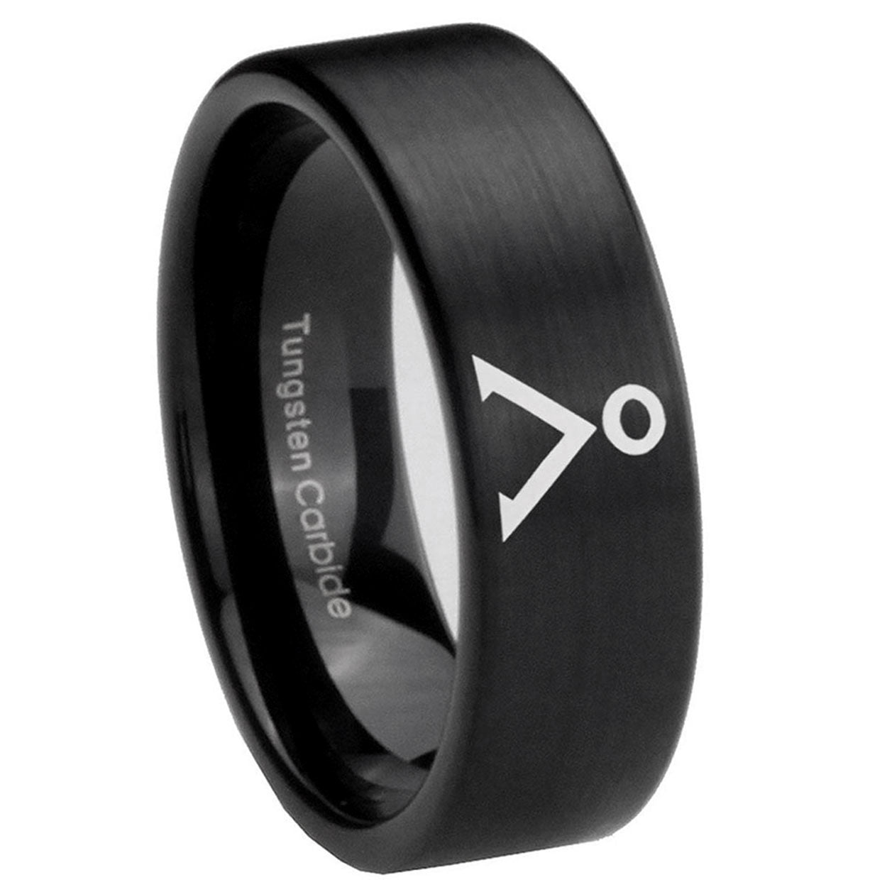 8mm Stargate Pipe Cut Brush Black Tungsten Promise Ring