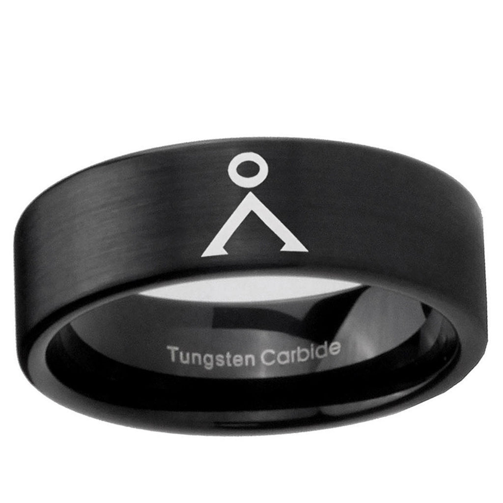 6mm Stargate Pipe Cut Brush Black Tungsten Promise Ring
